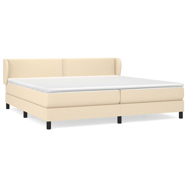 vidaXL Sommier &agrave; lattes de lit avec matelas Cr&egrave;me 200x200 cm Tissu