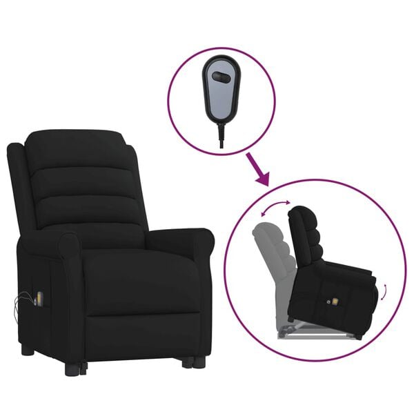 vidaXL Fauteuil de massage Noir Similicuir