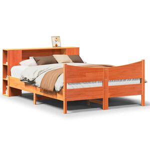 vidaXL Cadre de lit sans matelas cire marron 135x190cm bois pin massif