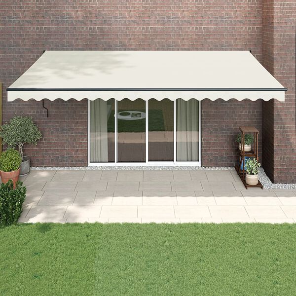 vidaXL Auvent r&eacute;tractable cr&egrave;me 5x3 m tissu et aluminium