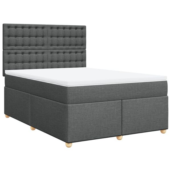vidaXL Sommier &agrave; lattes de lit avec matelas Gris fonc&eacute; 140x190cm Tissu