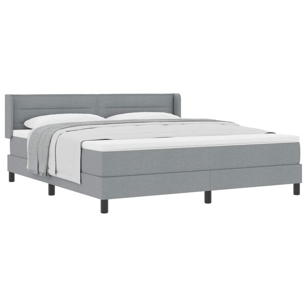vidaXL Lit &agrave; ressorts avec matelas Gris clair 200 x 180 cm Polyester