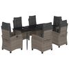 vidaXL Ensemble &agrave; manger de jardin et coussins 7 pcs gris rotin