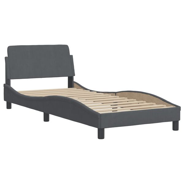 vidaXL Lit avec matelas Dover gris foncé 90x200 cm velours
