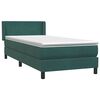vidaXL Sommier &agrave; lattes de lit et matelas vert fonc&eacute; 80x220 cm velours