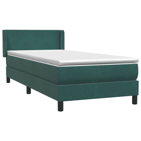 vidaXL Sommier &agrave; lattes de lit et matelas vert fonc&eacute; 80x220 cm velours