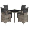 vidaXL Ensemble de bistro de jardin 5 pcs coussins gris poly rotin