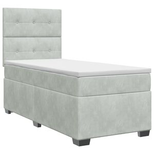 vidaXL Lit boxspring avec matelas Gris clair 90 x 190 cm Velours