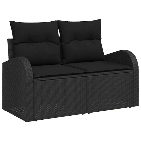 vidaXL Ensemble de canap&eacute; de jardin avec coussin 4 pcs Noir polyrotin