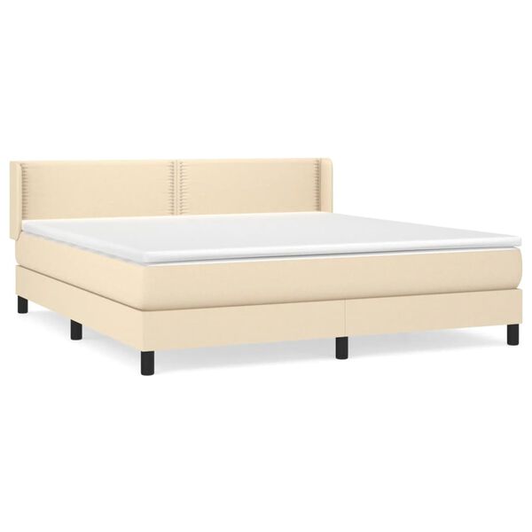 vidaXL Sommier &agrave; lattes de lit avec matelas Cr&egrave;me 180x200 cm Tissu