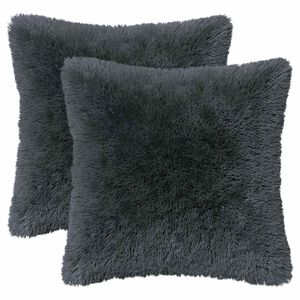 vidaXL Coussin avec oreiller HEERLEN 6 pi&egrave;ces Anthracite Fleece PV
