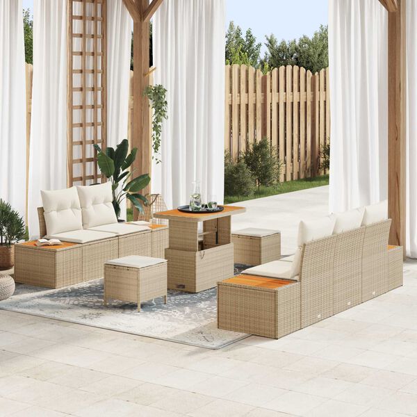 vidaXL Ensemble de canap&eacute; de jardin 8 pcs Beige polyrotin