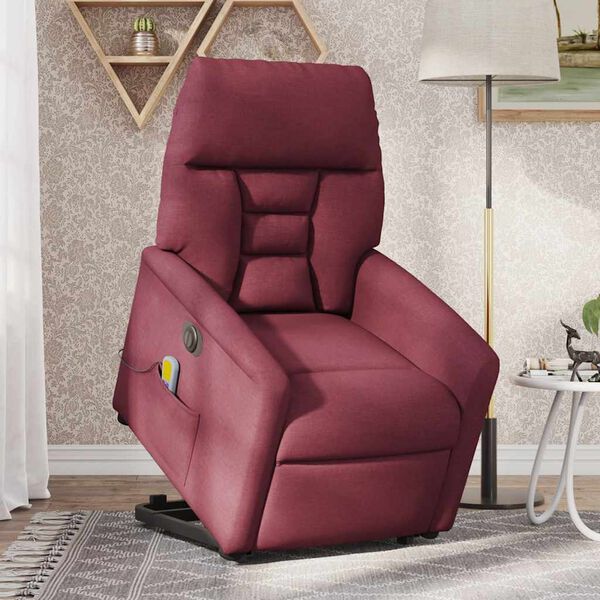 vidaXL Fauteuil inclinable de massage &eacute;lectrique Rouge bordeaux Tissu