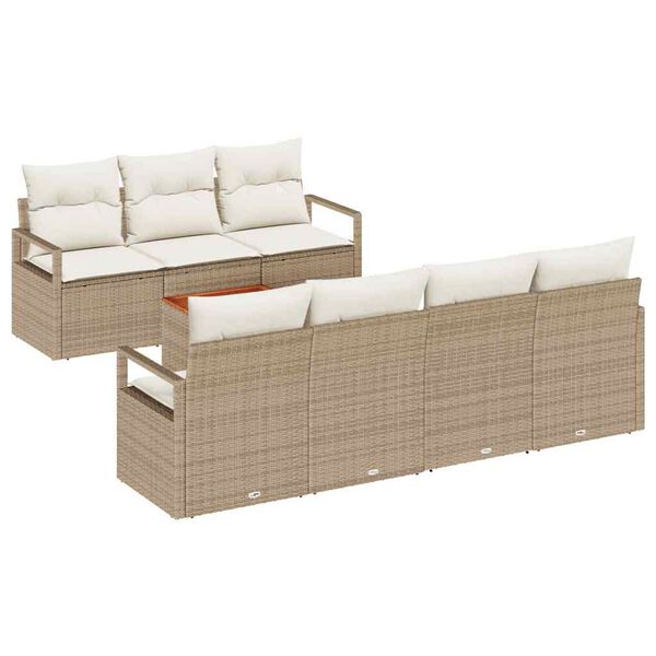 vidaXL Ensemble de canap&eacute; de jardin avec coussin 8 pcs Beige polyrotin