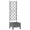 vidaXL Bac de jardin avec treillis et roues Gris clair PP