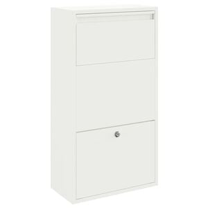 vidaXL Bo&icirc;te de d&eacute;p&ocirc;t de colis avec porte Blanc 44 x 22 x 82 cm Acier