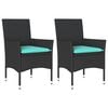 vidaXL Chaises de jardin avec coussins lot de 2 noir r&eacute;sine tress&eacute;e