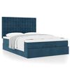 vidaXL Cadre de lit ottoman avec matelas bleu fonc&eacute; 140x190 cm velours