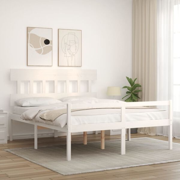 vidaXL Lit pour personne &acirc;g&eacute;e sans matelas blanc 160x200cm bois massif