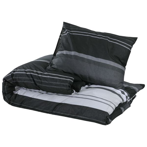 vidaXL Ensemble de housse de couette noir et blanc 225x220 cm Coton