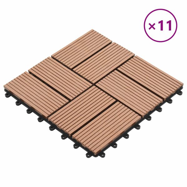vidaXL Carreau de terrasse 11 pcs Marron 30 x 30 cm WPC
