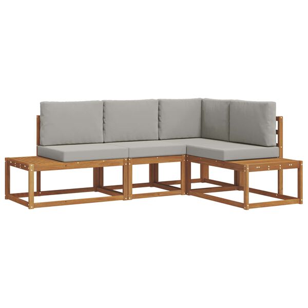 vidaXL Ensemble de canap&eacute;s d'ext&eacute;rieur 4 Pi&egrave;ce Gris Naturel et Clair