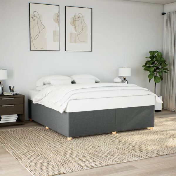 vidaXL Cadre de lit sans matelas gris fonc&eacute; 200x200 cm tissu