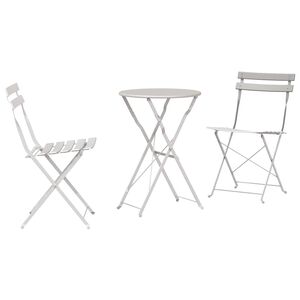 vidaXL Ensemble bistro pliant 3 pc Beige Acier