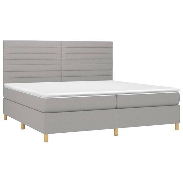 vidaXL Sommier &agrave; lattes de lit avec matelas Gris clair 200x200cm Tissu