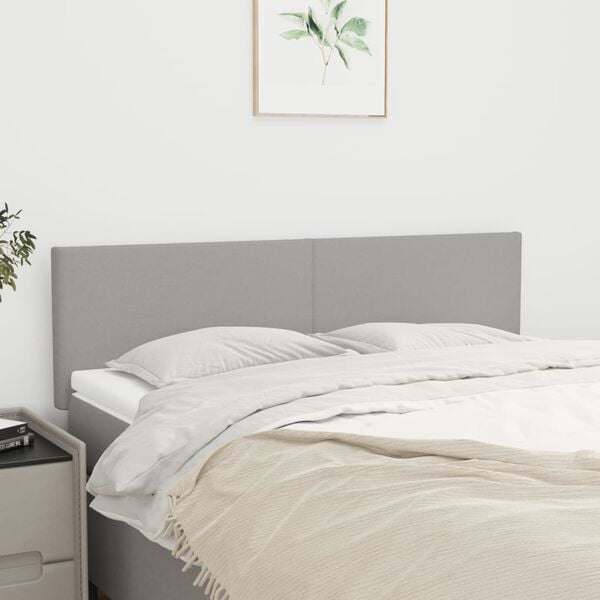 vidaXL T&ecirc;tes de lit 2 pcs Gris clair 72x5x78/88 cm Tissu