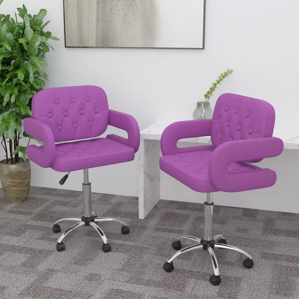 vidaXL Chaises pivotantes &agrave; manger lot de 2 violet similicuir