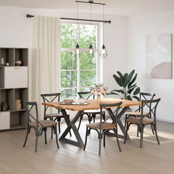 vidaXL Table à manger marron clair bois de chêne massif rectangulaire