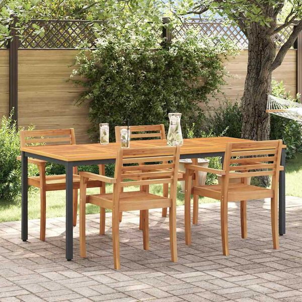 vidaXL Tables de jardin Naturel et noir 200 x 90 x 75 cm