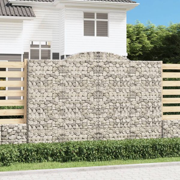 vidaXL Paniers &agrave; gabions arqu&eacute;s 3 pcs 300x30x200/220 cm fer galvanis&eacute;