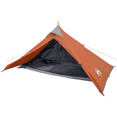 vidaXL Tente de camping 1 personne gris et orange imperméable