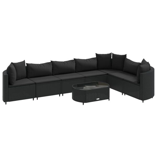 vidaXL Salon de jardin 8 pcs avec coussins noir r&eacute;sine tress&eacute;e