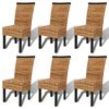 vidaXL Chaises &agrave; manger lot de 6 bois solide de manguier et abaca