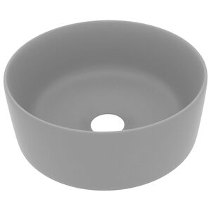 vidaXL Lavabo rond de luxe Gris clair mat 40x15 cm C&eacute;ramique