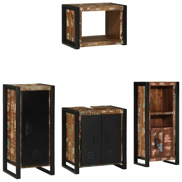 vidaXL Ensemble de mobilier de salle de bain 4 pcs Bois Recyclé Solide