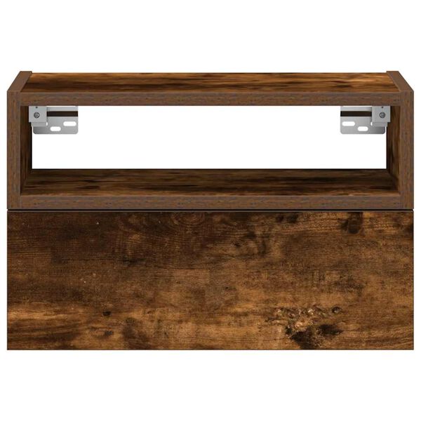 vidaXL Table de chevet murale ch&ecirc;ne fum&eacute; 45x26x28,5 cm