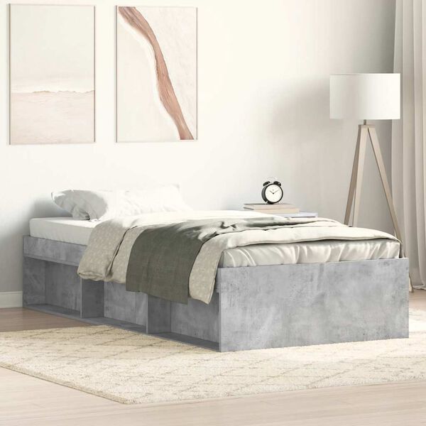 vidaXL Cadre de lit sans matelas gris b&eacute;ton 100x200 cm