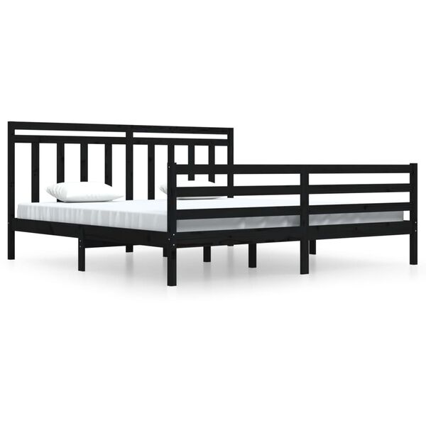 vidaXL Cadre de lit sans matelas noir 200x200 cm bois massif