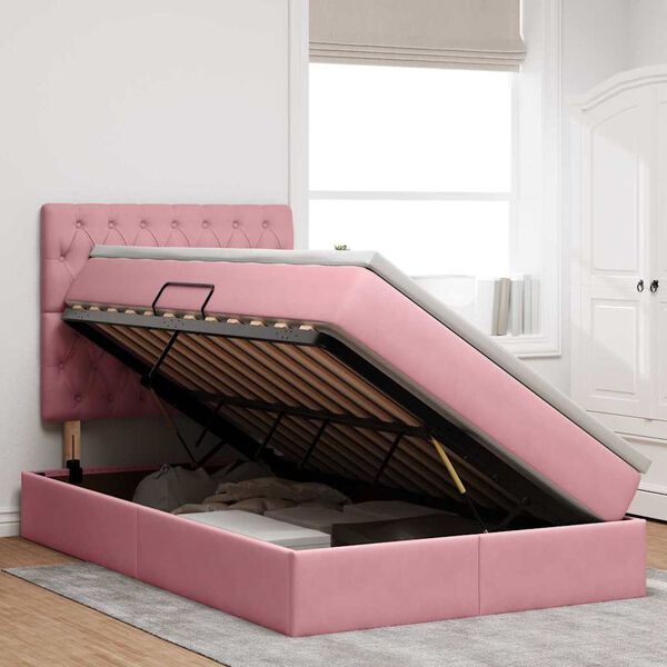 vidaXL Lit avec rangement et matelas Rose 120 x 200 cm Velours