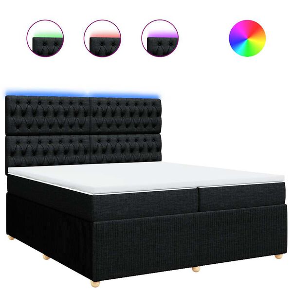 vidaXL Sommier &agrave; lattes de lit avec matelas Noir 200x200 cm Tissu