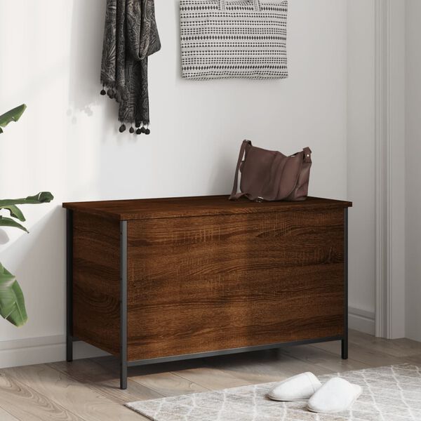 vidaXL Banc de rangement ch&ecirc;ne marron 80x42,5x50 cm bois d'ing&eacute;nierie