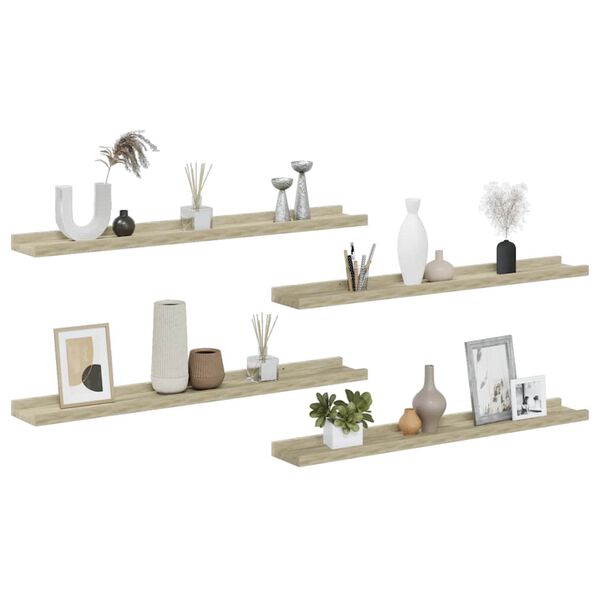 vidaXL &Eacute;tag&egrave;res murales 4 pcs ch&ecirc;ne sonoma 80x9x3 cm