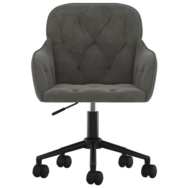 vidaXL Chaise pivotante de bureau Gris fonc&eacute; Velours