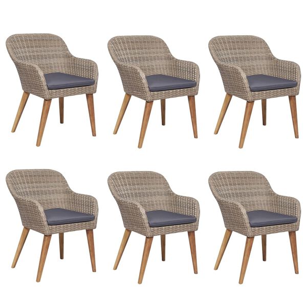 vidaXL Ensemble à manger de jardin et coussins 7 pcs Marron