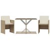 vidaXL Ensemble de bistro 3 pcs avec coussins beige r&eacute;sine tress&eacute;e