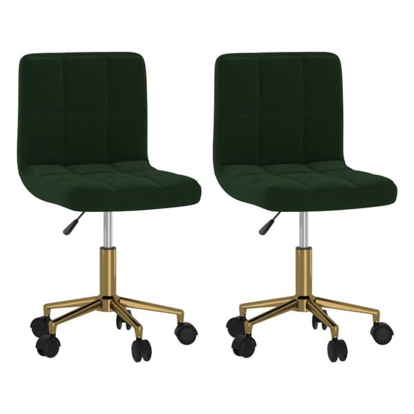 vidaXL Chaises pivotantes &agrave; manger lot de 2 vert fonc&eacute; velours